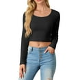 thumbnail image 1 of Cueply Womens Long Sleeve Shirts Spring Fall Fashion 2025 Basic Crop Tops Going Out Square Neck Tees Shirts Workout Outfits Y2k Clothes, 1 of 6