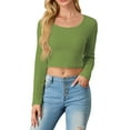 thumbnail image 1 of Cueply Womens Long Sleeve Shirts Spring Fall Fashion 2025 Basic Crop Tops Going Out Square Neck Tees Shirts Workout Outfits Y2k Clothes, 1 of 6