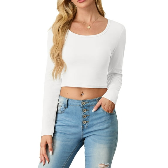 Cueply Womens Long Sleeve Shirts Spring Fall Fashion 2025 Basic Crop Tops Going Out Square Neck Tees Shirts Workout Outfits Y2k Clothes