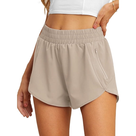 Cueply Women's Running Shorts High Waisted Athletic Gym Workout Shorts with Liner Zipper Pockets