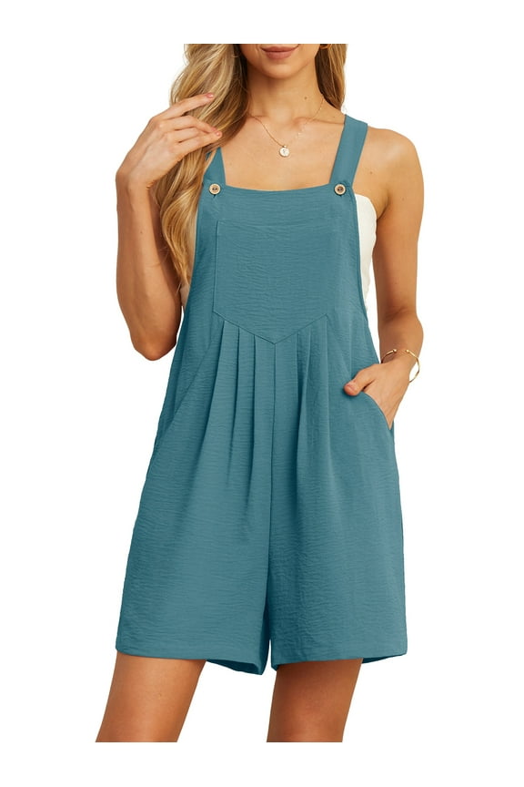 Rompers for Women Short Overalls Casual Summer Adjustable Strap Shorts Jumpsuit with Pockets
