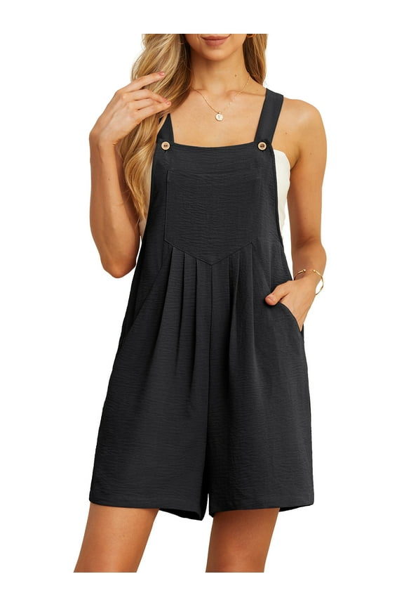 Rompers for Women Short Overalls Casual Summer Adjustable Strap Shorts Jumpsuit with Pockets