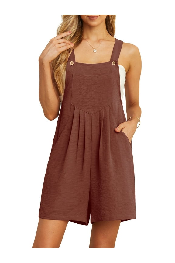 Rompers for Women Short Overalls Casual Summer Adjustable Strap Shorts Jumpsuit with Pockets