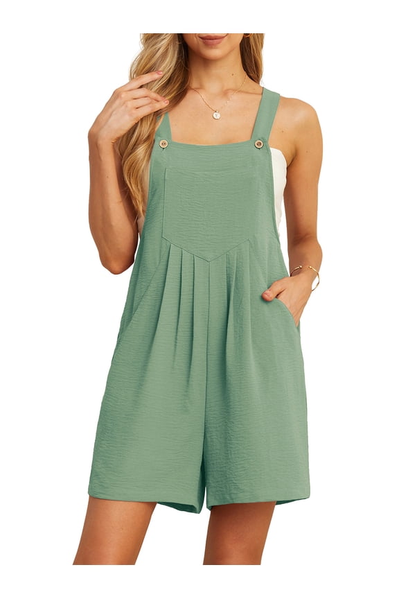 Rompers for Women Short Overalls Casual Summer Adjustable Strap Shorts Jumpsuit with Pockets