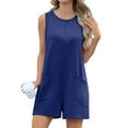 thumbnail image 1 of Cueply Women's Romper Summer Short Overalls Sleeveless Casual Jumpsuits Round Neck Loungewear Tank Tops Loose Fit with Pockets, 1 of 7