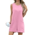 thumbnail image 1 of Cueply Women's Romper Summer Short Overalls Sleeveless Casual Jumpsuits Round Neck Loungewear Tank Tops Loose Fit with Pockets, 1 of 7