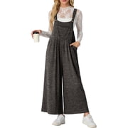Cueply Jumpsuits for Women Winter Warm Loose Adjustable Strap Bib Overalls Wide Leg Pants with Pockets