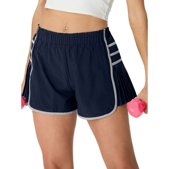 Cueply Women's Workout Shorts Pleated Running Athletic Gym Shorts with Liner Quick Dry