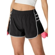 CUEPLY Women's Workout Shorts Pleated Running Athletic Gym Shorts with Liner Quick Dry