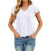 CUEPLY Womens Casual Tops Summer Short Sleeve V Neck T Shirts Loose Tunic Tops