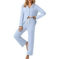 thumbnail image 1 of Cueply Womens Pajama Sets Long Sleeve Knit Button Down Pj Lounge Sets Sleepwear with Drawstring Pockets, 1 of 6