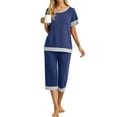 thumbnail image 1 of Cueply Womens Pajamas Sets Short Sleeve Sleepwear Top Capri Pants Casual Lounge Sets with Pockets, 1 of 5