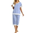 thumbnail image 1 of Cueply Womens Pajamas Sets Short Sleeve Sleepwear Top Capri Pants Casual Lounge Sets with Pockets, 1 of 6