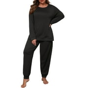 CUEPLY Womens Plus Size Pajama Set Long Sleeve Pjs for Women Soft Sleepwear Loungewear Nightwear With Pockets