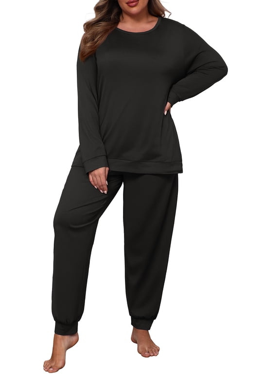 Womens Plus Size Pajama Set Long Sleeve Pjs for Women Soft Sleepwear Loungewear Nightwear With Pockets