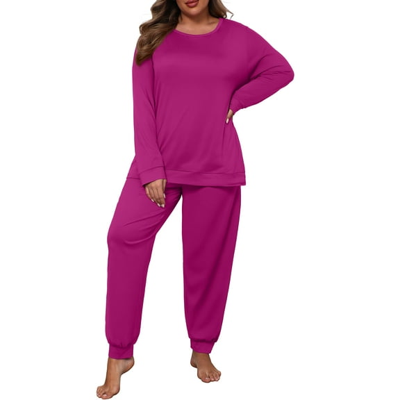 Cueply Womens Plus Size Pajama Set Long Sleeve Pjs for Women Soft Sleepwear Loungewear Nightwear With Pockets