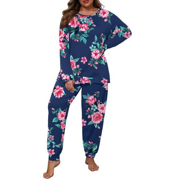 Cueply Womens Plus Size Pajama Set Long Sleeve Pjs for Women Soft Sleepwear Loungewear Nightwear With Pockets