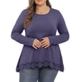 thumbnail image 1 of Cueply Womens Plus Size Tops Long Sleeve Shirts Crewneck Lace Tunic Blouses XL-4XL, 1 of 6