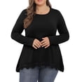 thumbnail image 1 of Cueply Womens Plus Size Tops Long Sleeve Shirts Crewneck Lace Tunic Blouses XL-4XL, 1 of 6