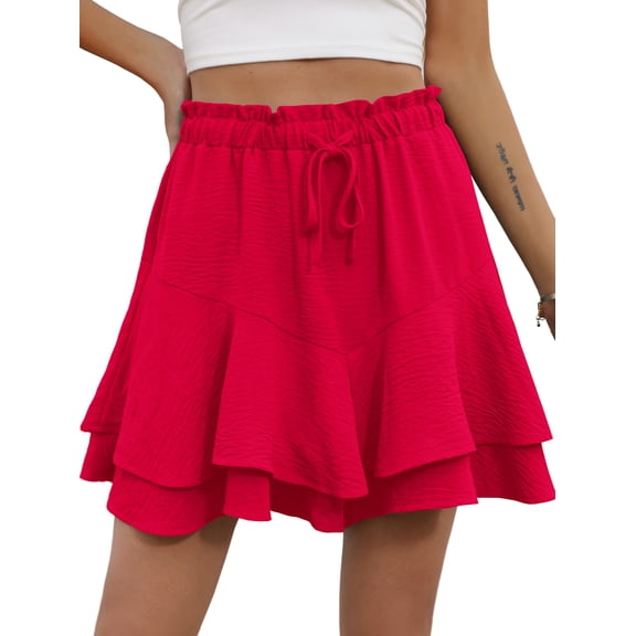 Cueply Womens Shorts Flowy Mini Tennis Skirt Ruffle Tiered Skorts Running Workout Sports Shorts