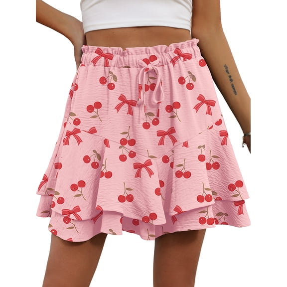 Cueply Womens Shorts Flowy Mini Tennis Skirt Ruffle Tiered Skorts Running Workout Sports Shorts