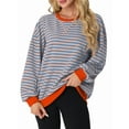 thumbnail image 1 of Cueply Sweatshirt for Women Oversized Striped Long Sleeve Crew Neck Casual Loose Pullover Sweaters Tops, 1 of 7