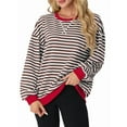 thumbnail image 1 of Cueply Sweatshirt for Women Oversized Striped Long Sleeve Crew Neck Casual Loose Pullover Sweaters Tops, 1 of 7