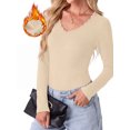 thumbnail image 1 of Cueply Long Sleeve Thermal Shirts for Women Lace Fleece Lined Stretch V Neck Tops Undershirt Base Layer, 1 of 8