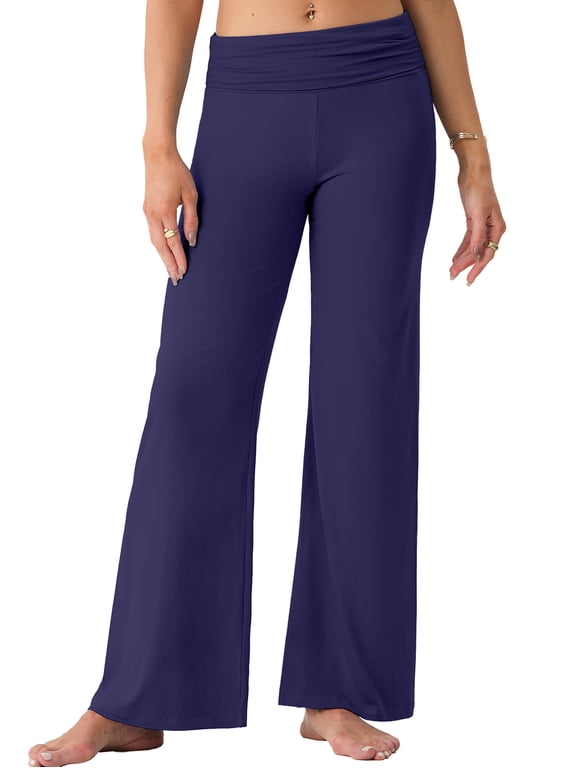 Yoga Pants Women Foldover Leggings Soft Elastic Waistband Wide Leg Workout Lounge Pants