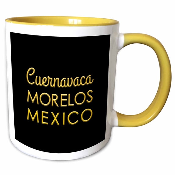 3drose, Cuernavaca, Morelos, Mexico, Yellow on Black. Patriotic Gift for You, 11oz Two-tone Yellow Mug