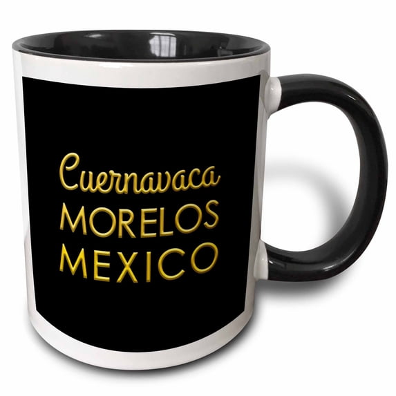 3drose, Cuernavaca, Morelos, Mexico, Yellow on Black. Patriotic Gift for You, 15oz Two-tone Black Mug