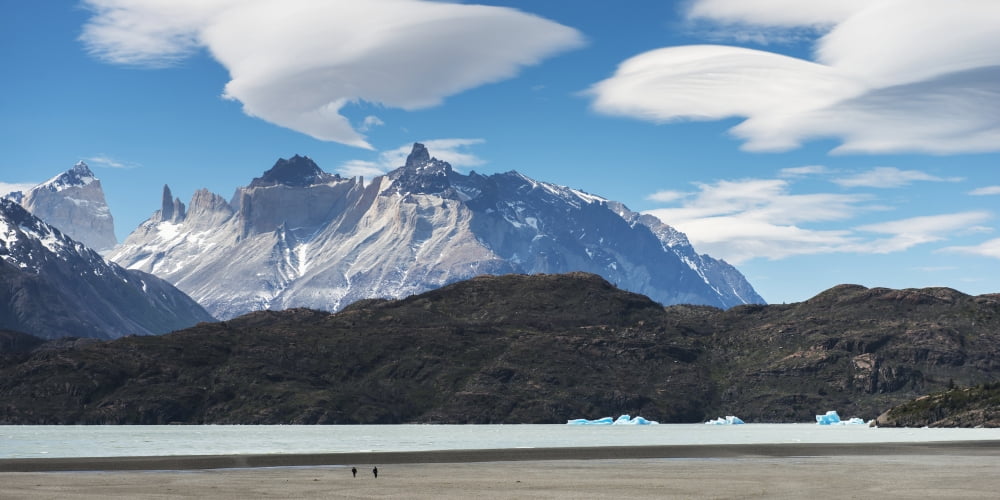Cuernos del Paine from Lake Pehoe Torres del Paine National Park Torres del Paine Magallanes and Antartica Chilena Region Chile Canvas Art - Keith Levit Design Pics (22 x 11)