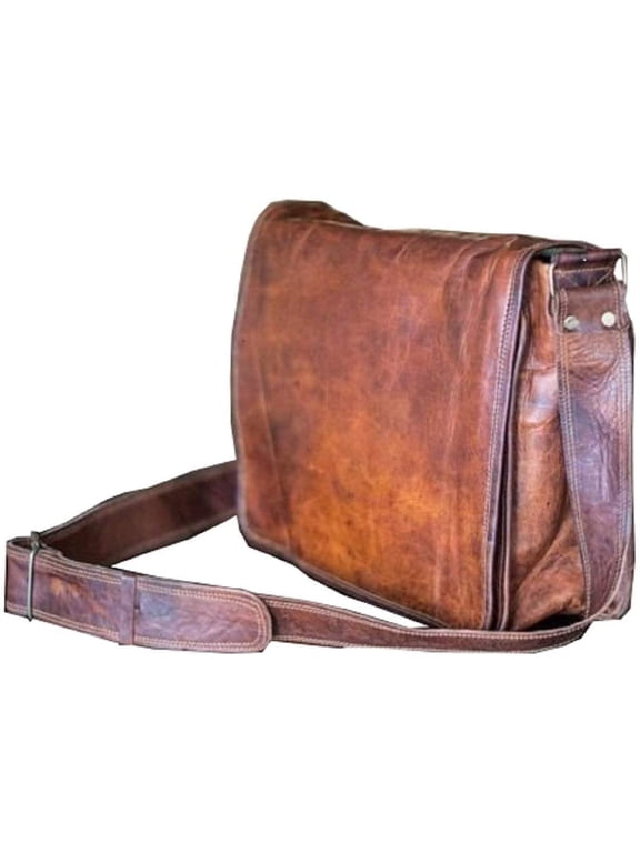 Unisex Adjustable Straps Leather Messenger Bag, Brown, 1-Piece