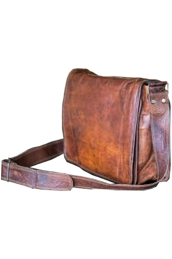 Unisex Adjustable Straps Leather Messenger Bag, Brown, 1-Piece