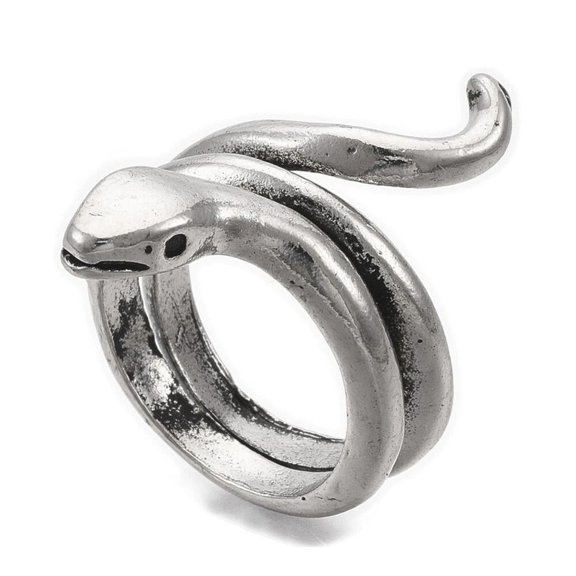 Cuff Finger Silver Ring Snake Statement Polished Textured Antique Size 5 Adjustable 15.5mm P464