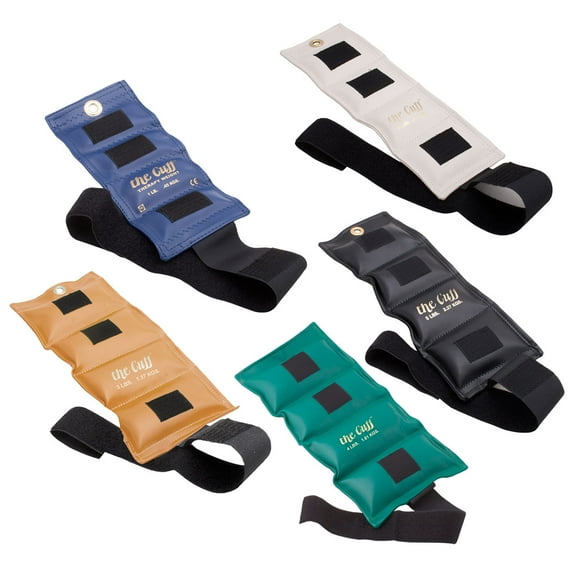 The Cuff Original Adjustable Ankle and Wrist Weight for Training, Dance, Running, Cardio, Aerobics, Toning, and Physical Therapy for Men and Women, 5 Piece Set (1 each: 1, 2, 3, 4, 5 lb.) Multi