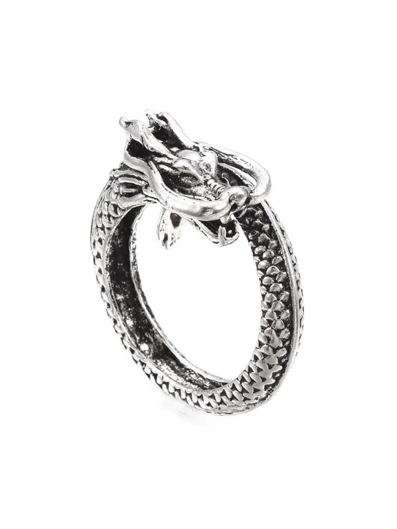 Cuff Snake Textured Ring Wide B Ring Dragon Antique Silver Adjustable Statement P451