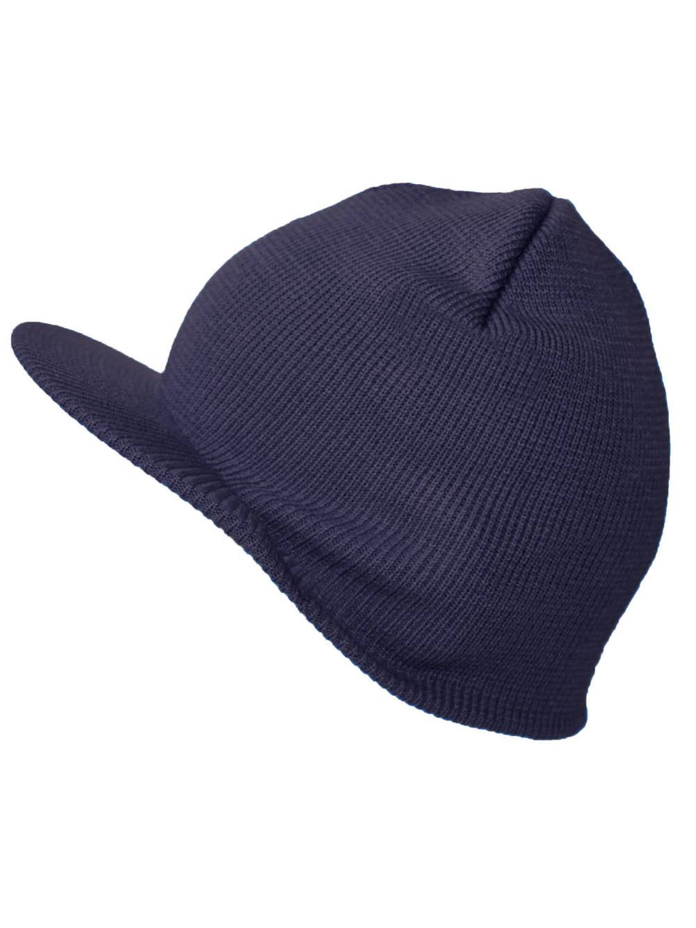 Blank Cuffless Beanie Visor – Navy Blue, One Size Fits Most, For Skiing, Snowboarding, Winter Sports