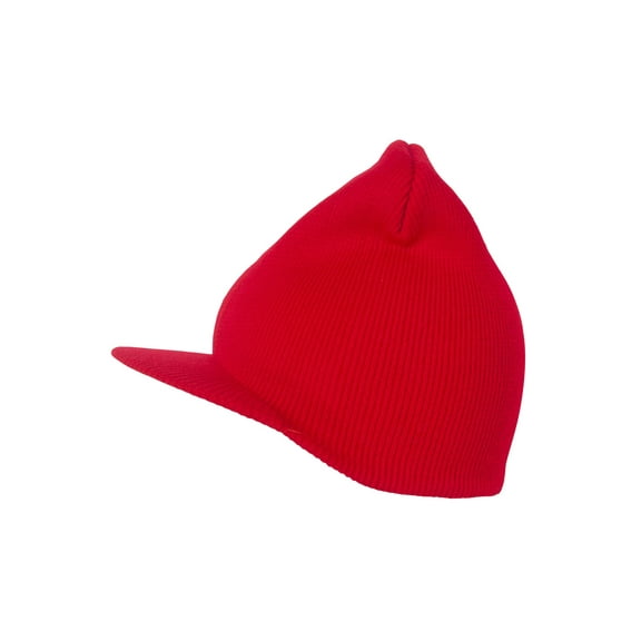 Cuffless Beanie Visor Cap, Red