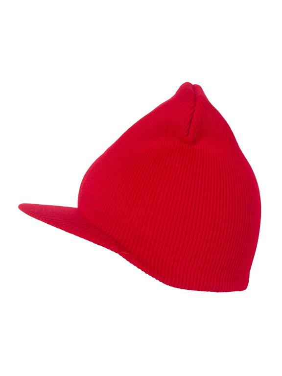 Cuffless Beanie Visor Cap, Red