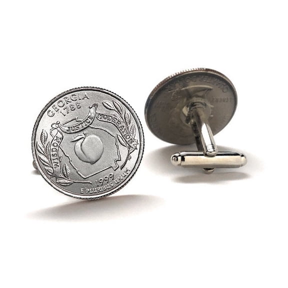 Cufflinks For Men Georgia State Quarter 1999 Uncirculated Coin Wedding Cufflinks Groomsmen Gift Birth Year Gift Collector Personalized Gift
