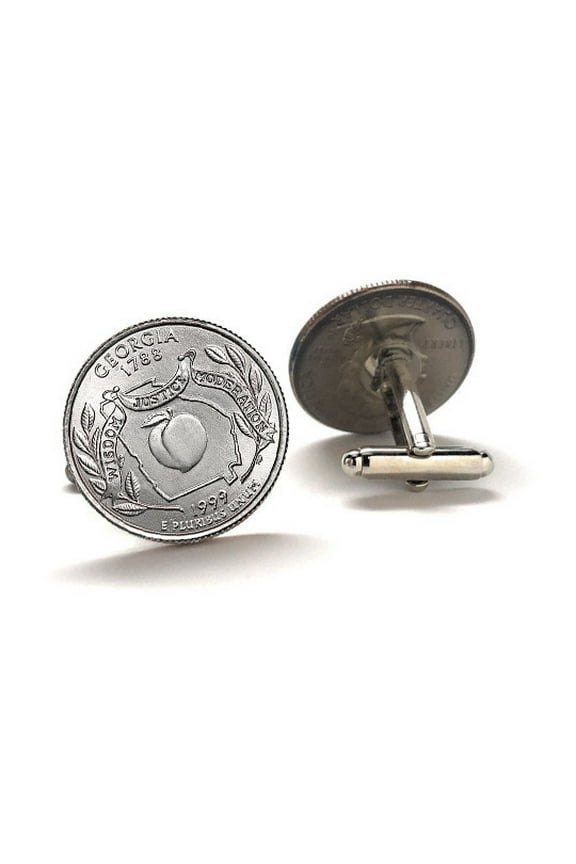 Cufflinks For Men Georgia State Quarter 1999 Uncirculated Coin Wedding Cufflinks Groomsmen Gift Birth Year Gift Collector Personalized Gift