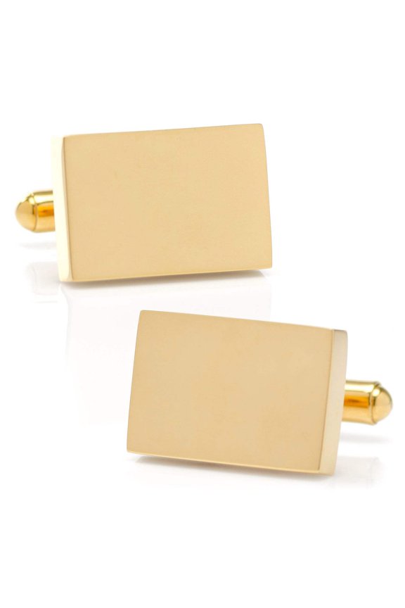 Stainless Steel Gold Plated Block Engravable Cufflinks