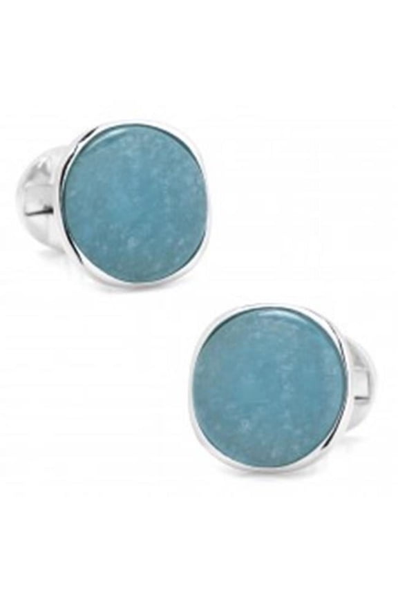 Sterling Silver Classic Formal Aquamarine Jade Cufflinks
