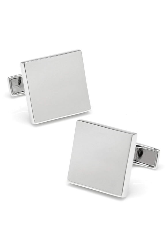 Sterling Silver Infinity Edge Square Engravable Cufflinks