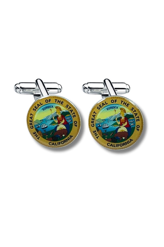 Cufflinks - State Seal California - USA | Men's Dress Shirt Accessories, French Cuff Fasteners, Collectible Keepsake