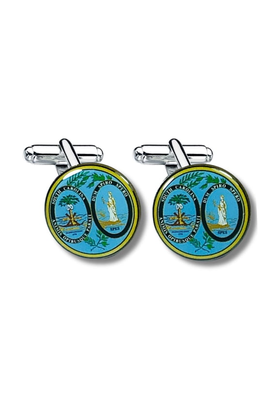Cufflinks - State Seal South Carolina - USA | Men's Dress Shirt Accessories, French Cuff Fasteners, Collectible Keepsake