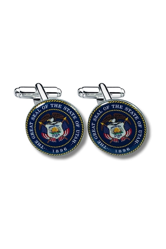 Cufflinks - State Seal Utah - USA | Men's Dress Shirt Accessories, French Cuff Fasteners, Collectible Keepsake