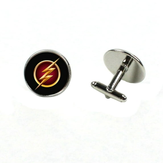 Cufflinks Superheroes The Flash Style Cufflinks Anti-Tarnish Round Cufflinks, CL-7