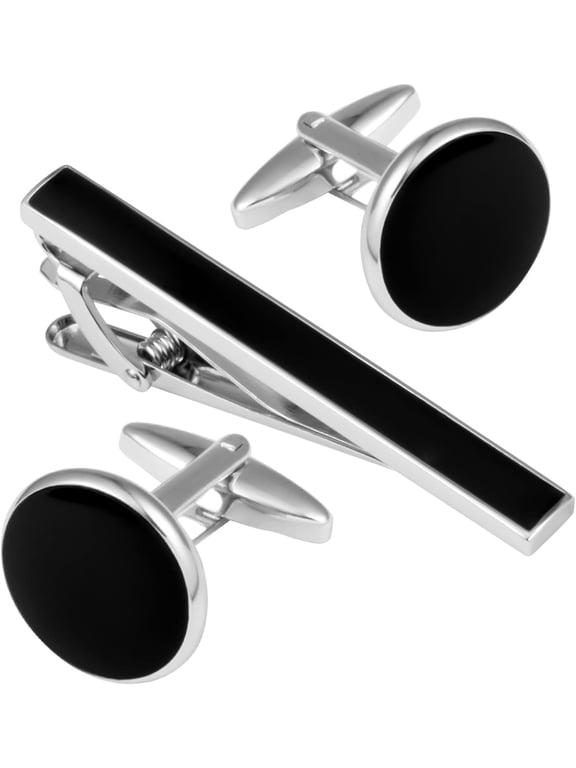 Cufflinks and Tie Clip Set for Men Personalized Cuff Links Business Wedding Father's Day Gift